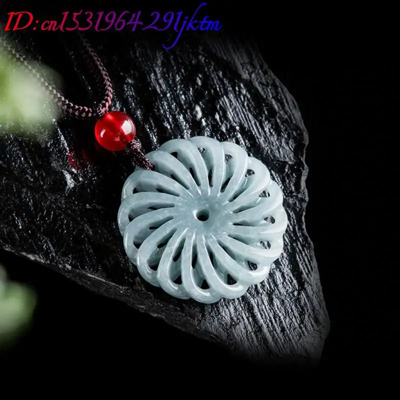 Burmese Jadeite Flower Pendant Necklace Stone Fashion Accessories Talismans Carved Amulet Burmese Jade Natural Gemstone