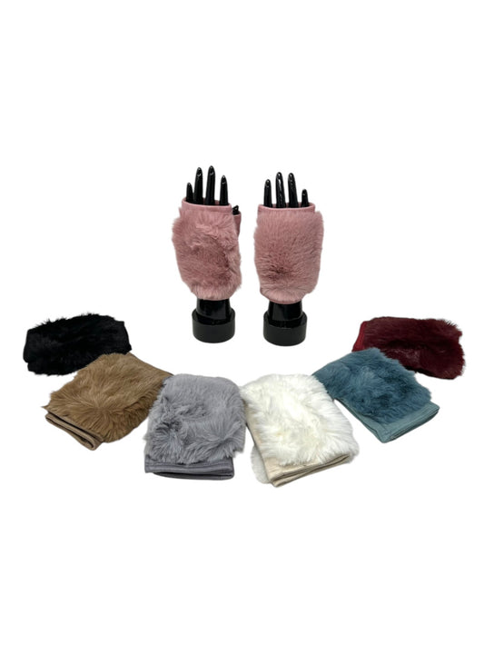 Ladies Winter Warm Stylish fur gloves Half finger mitten Faux fur Gloves image 0