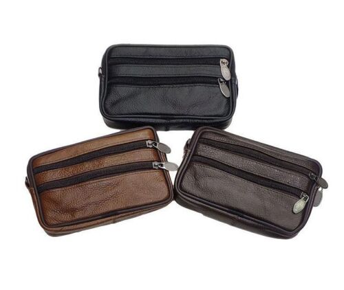 Unisex Flat Leather Belt Pouch Card Cash Holder Travel Holiday Pouch Small Bag image 0