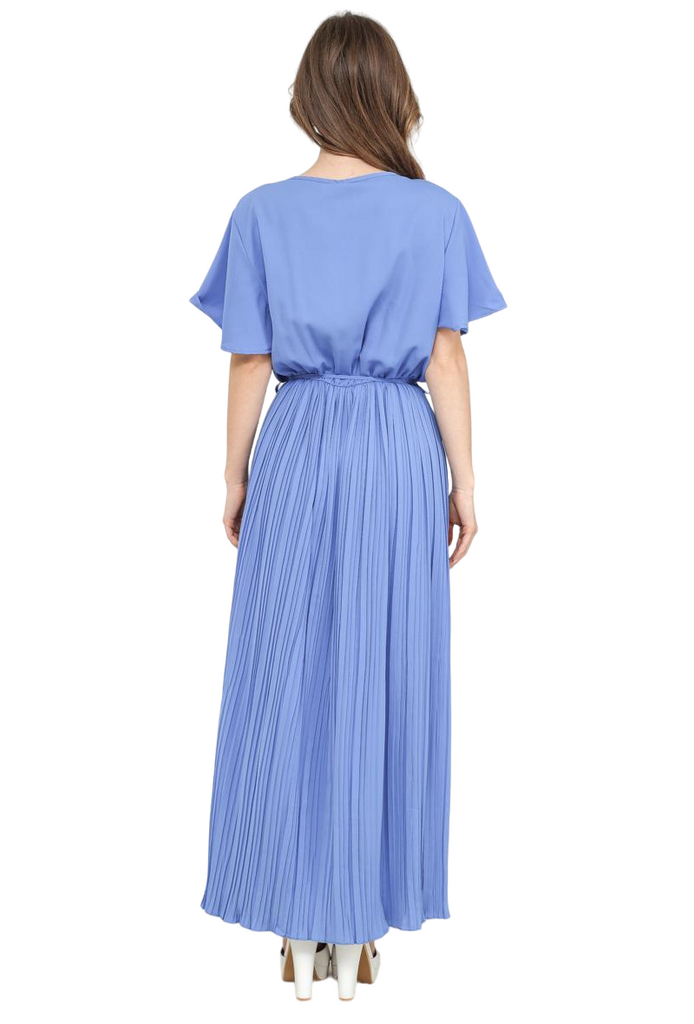 Ladies Dress Womens Pleated Wrap dress Maxi Tie Belt Dress Summer Long Dress image 3