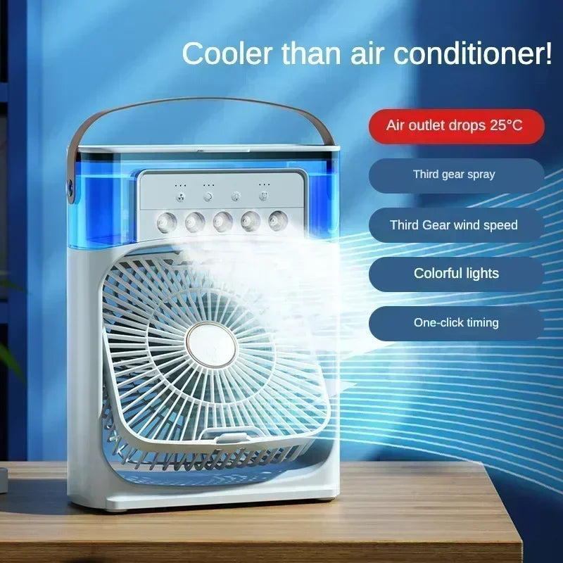 3 In 1 New Fan AIr Conditioner Household Small Air Cooler LED Night Light Portable Humidifier Air Adjustment Fan Office Home Fan