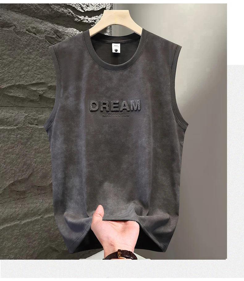 Summer 2pcs Tie Dye Vest Sets Men Two Piece Sleeveless Thin Foaming Print T-Shirts + Shorts Sets Korean Streetwear Tracksuit Man