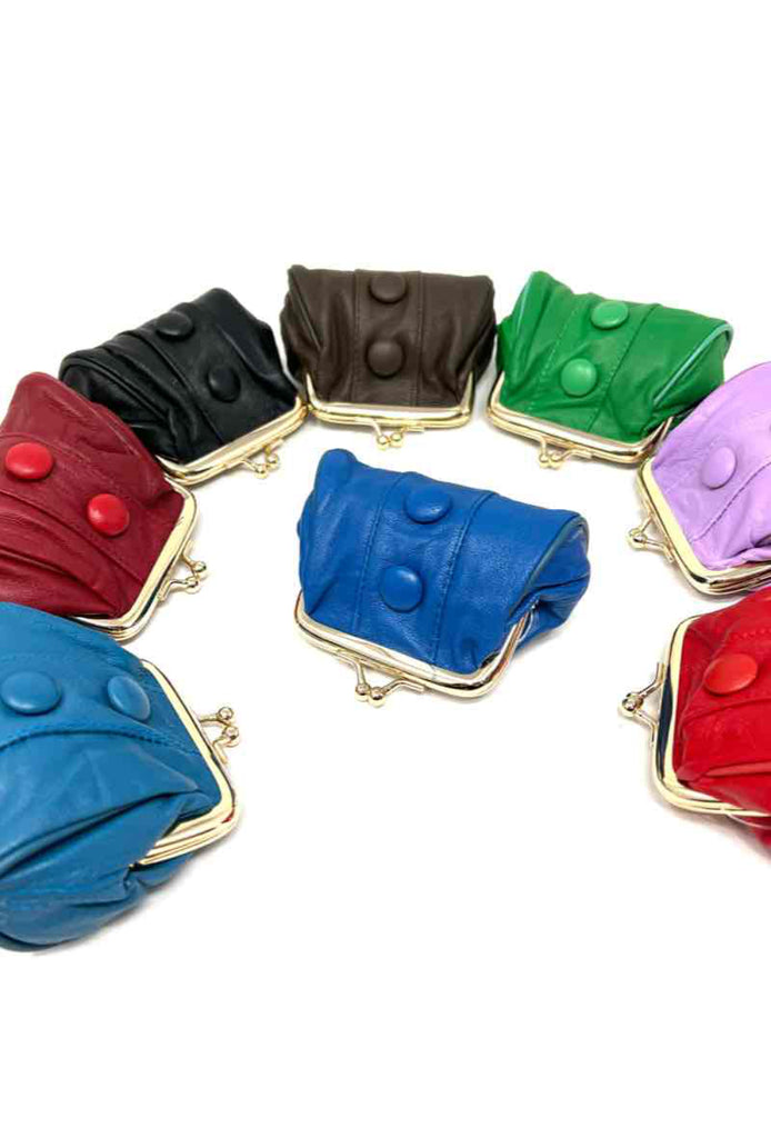 Womens Leather Small Mini Purse Money Clip Clasp Top Keys Cash Purse Wallet Bag image 1