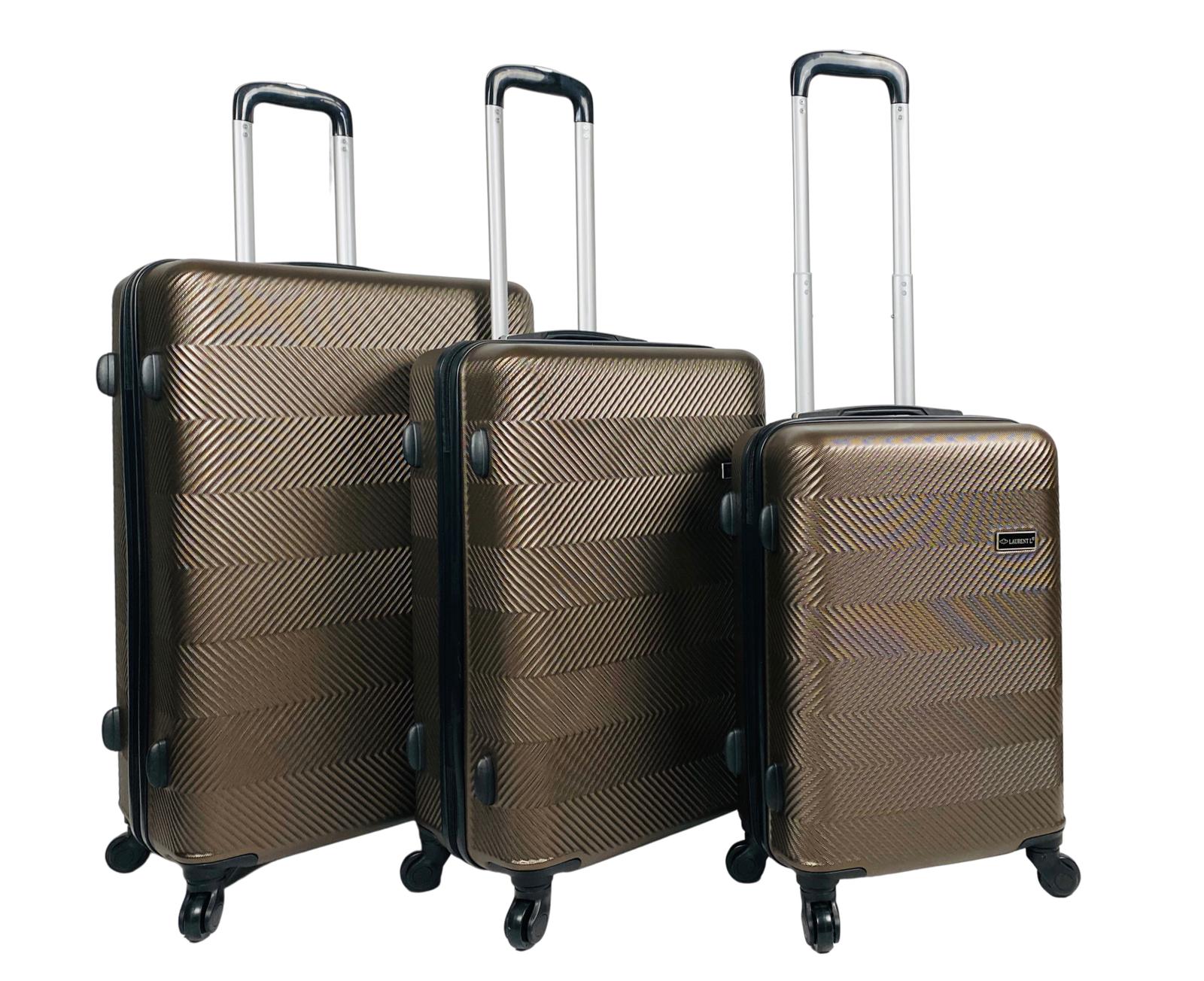 Set Of 3 ABS Lightweight 4 Wheels Luggage Travel Holiday Suitcase Bags ...