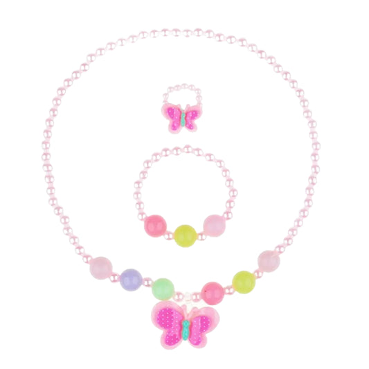 Girls Butterfly Jewellery Sets Necklace Bracelet Ring Children Jewellery Set image 0