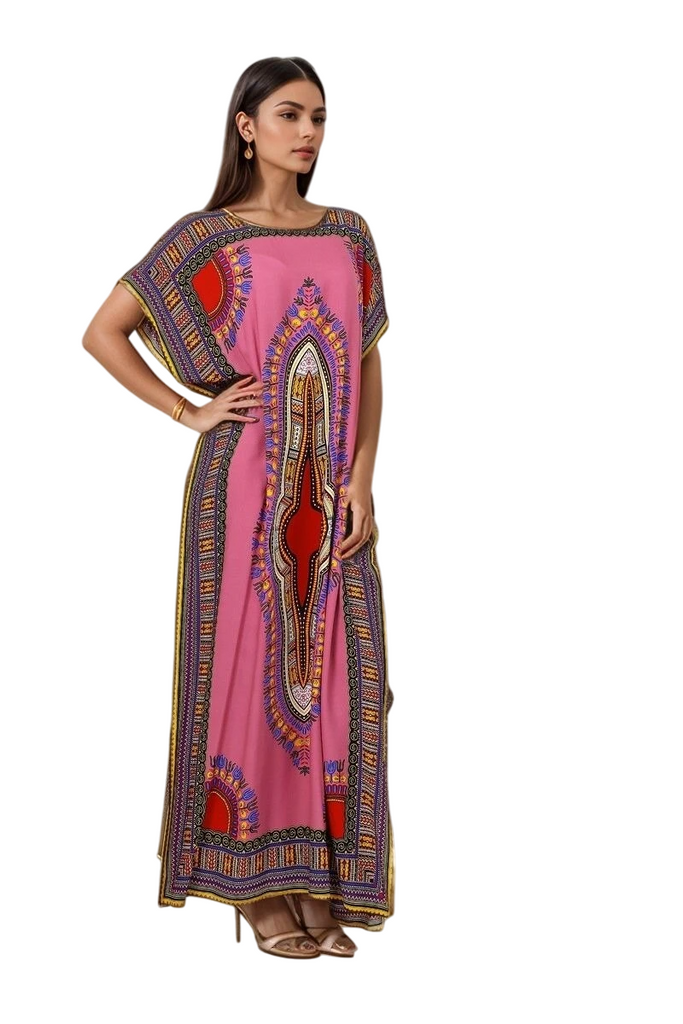 Ladies Kaftan Long Maxi Dress Summer Beach Holiday Printed Dress One Siz image 6