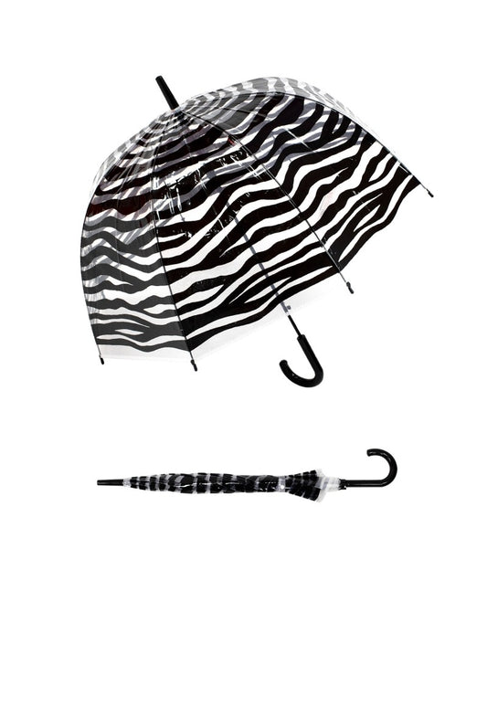 Long Transparent Umbrella With Zebra Pattern With Automatic Opening image 0