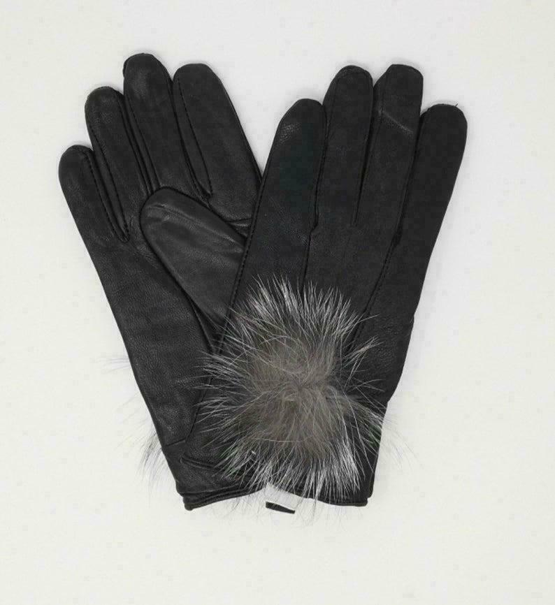 Women's Real Leather Gloves Warm Winter Soft Driving Fleece Lined Fur Gloves image 0