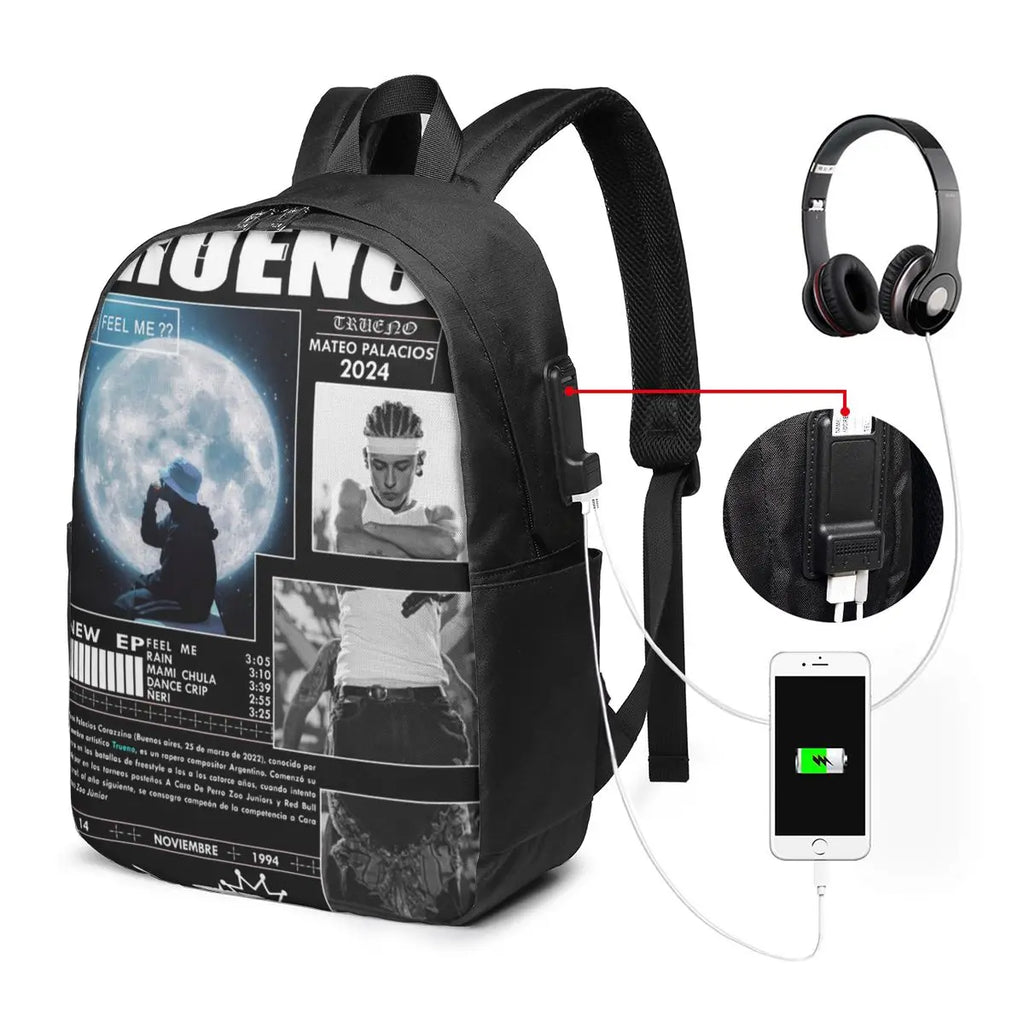 Funny Trueno Hip Hop Rapper Backpack Travel Notebook Bag Computer College Student School Bag Laptop Shoulder Bags for Men Women
