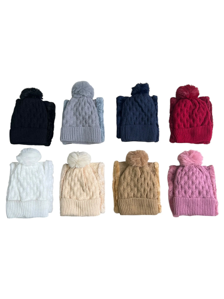 Velvet Neck Warmer Beanie - 2pcs Set - Lined with Faux Fur - Extra Warm image 2