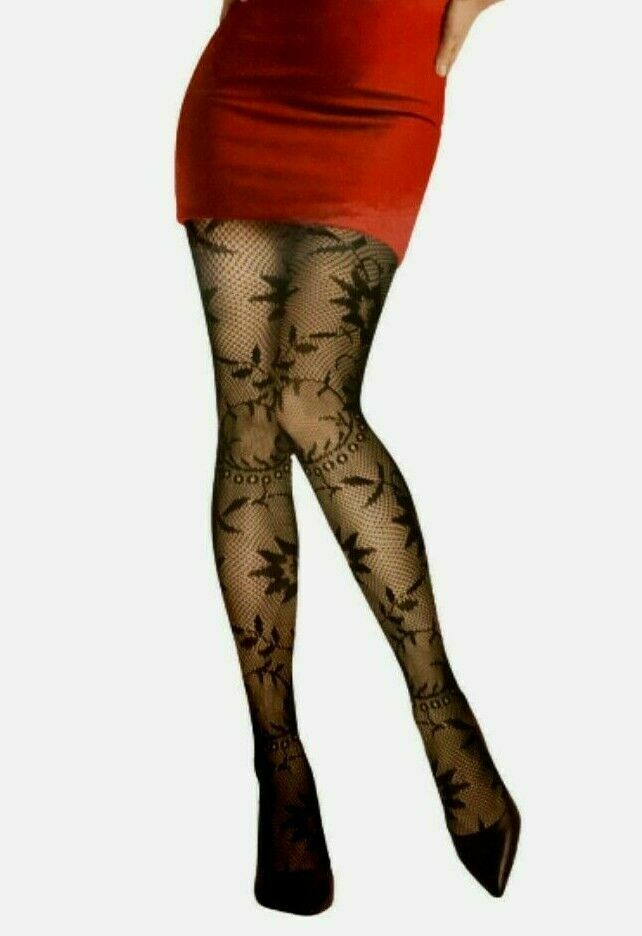Ladies Fashion Fishnet Tights Stockings Hosiery Floral Pattern Pantyhose Black image 1