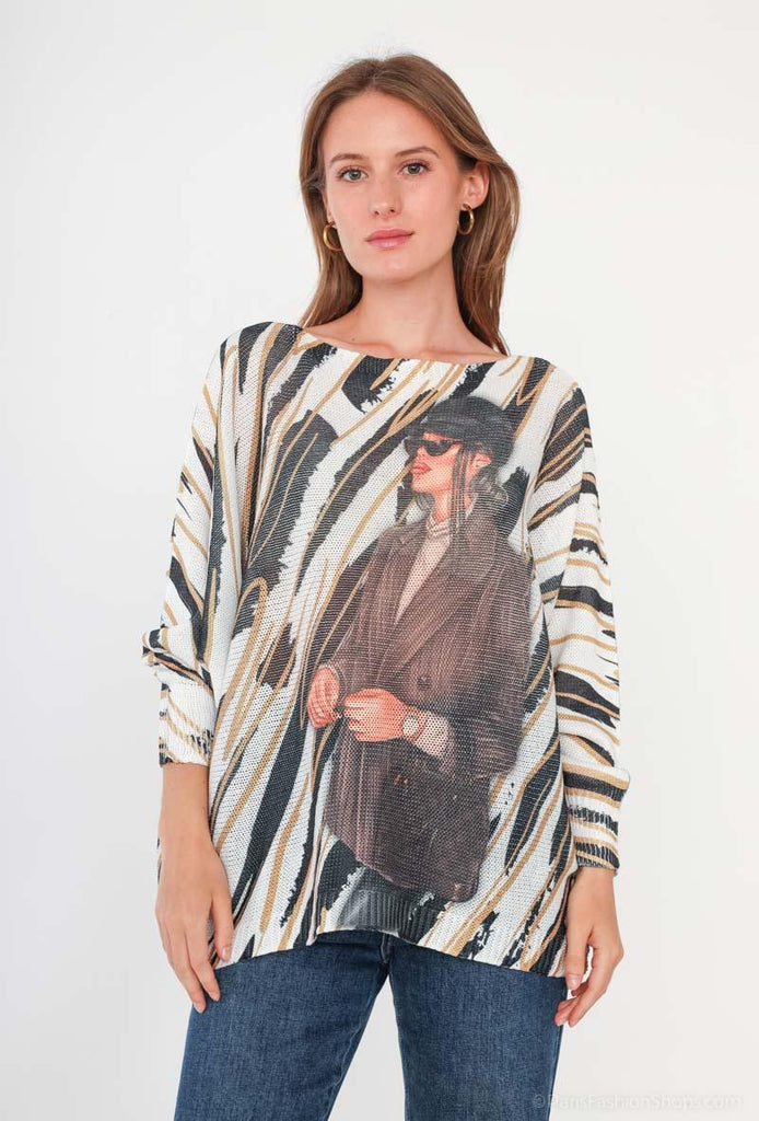 Women's T-shirt Long Sleeve Printed T-Shirt Boat Neck Outdoor Travel Shirts image 0