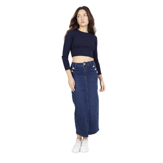Women's Long Skirt Maxi Embroidered Lace Casual Ladies Stylish Jeans Skirt image 0