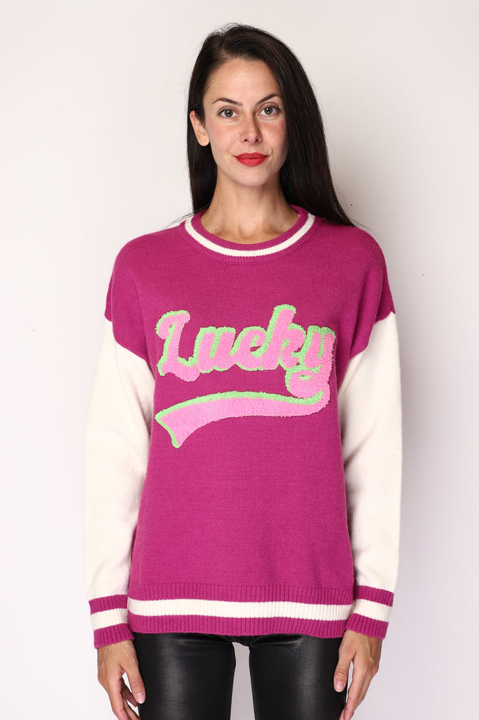 Women's Sweater American Jersey Effect "Lucky" Tufted Sweater Warm Winter Jersey image 6