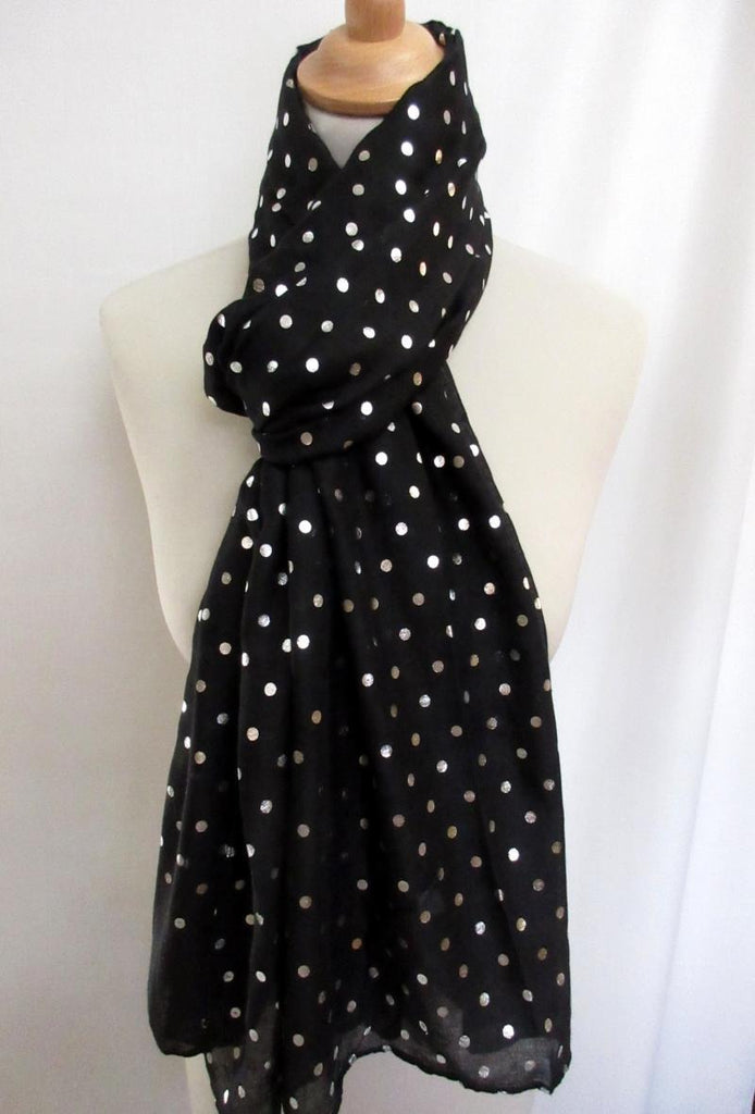 Ladies Womens Polka Dot Pattern Scarf Wrap Wide Shawl Neck Thin Scarves image 1