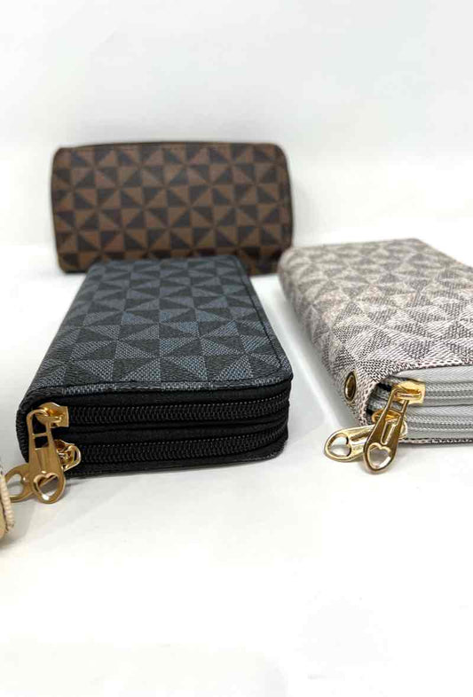 Ladies 2 Zipped Multi Compartments Money Credit Card Coin Wallet Clutch Bag image 1