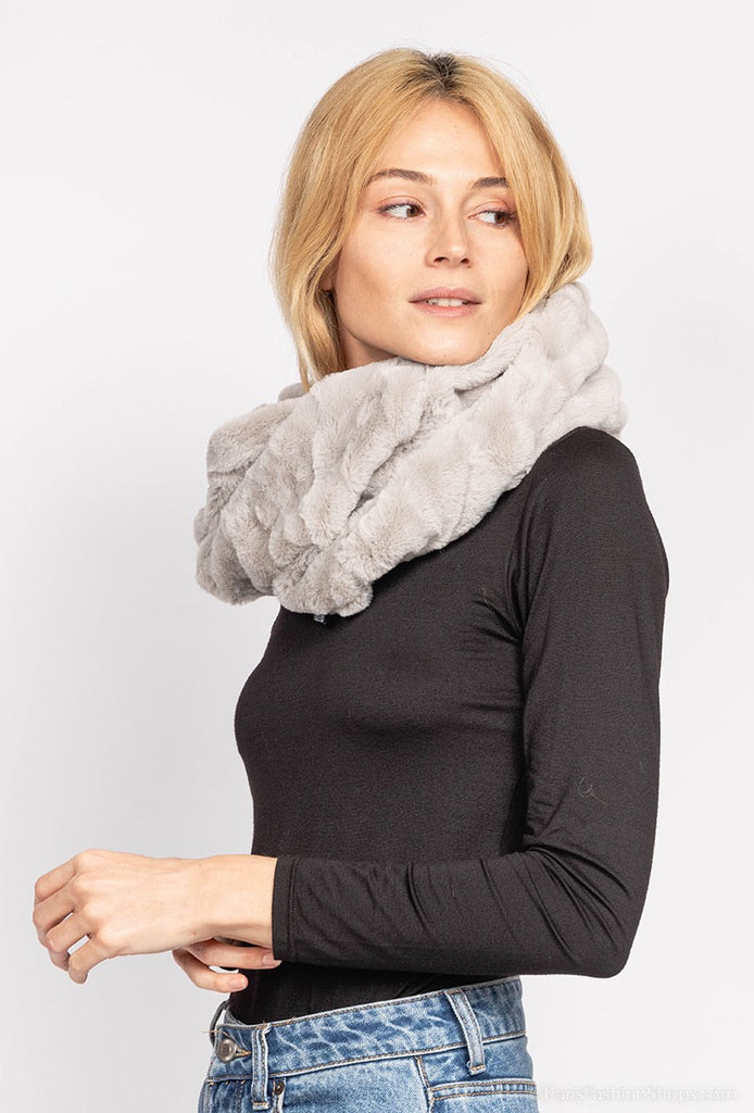 Women's Fur Scarf Soft Winter Snood Wrap Shawl Lightweight Neck Warmer Scarf image 2