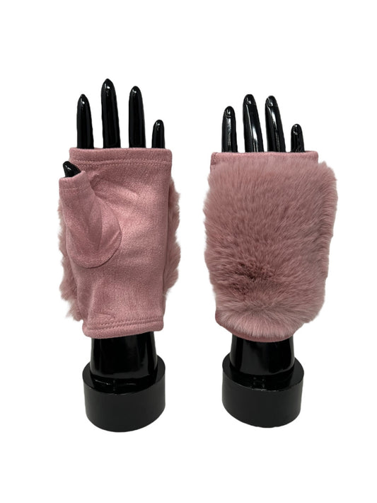 Ladies Winter Warm Stylish fur gloves Half finger mitten Faux fur Gloves image 1
