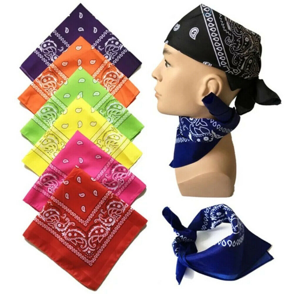 Mens Ladies Bandana Head Neck Wear Scarf Paisley Print Wrist Band Cotton Scarves image 8