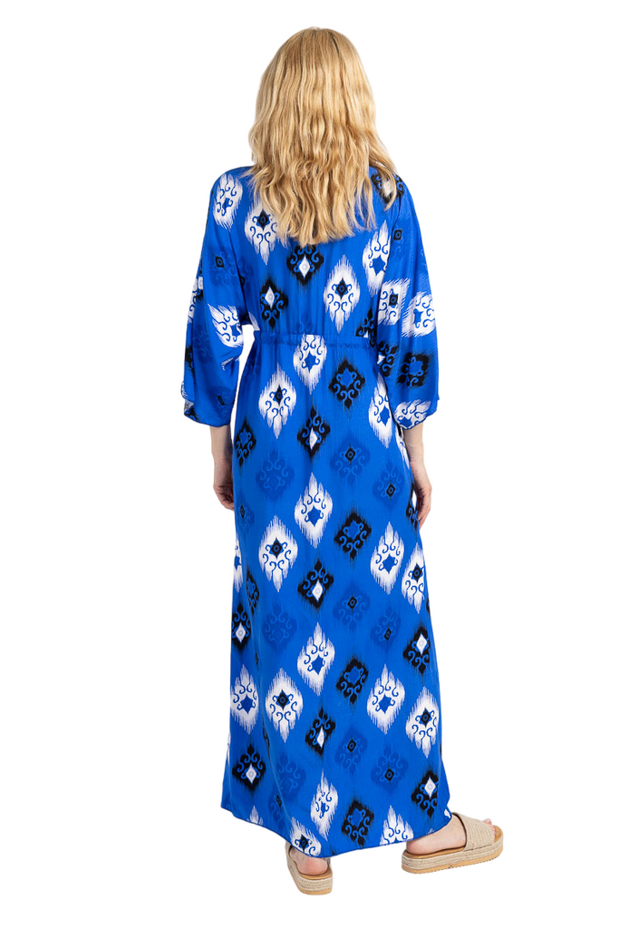 Ladies Kaftan Long Maxi Dress Summer Beach Holiday Printed Long Button Tie Dress image 6