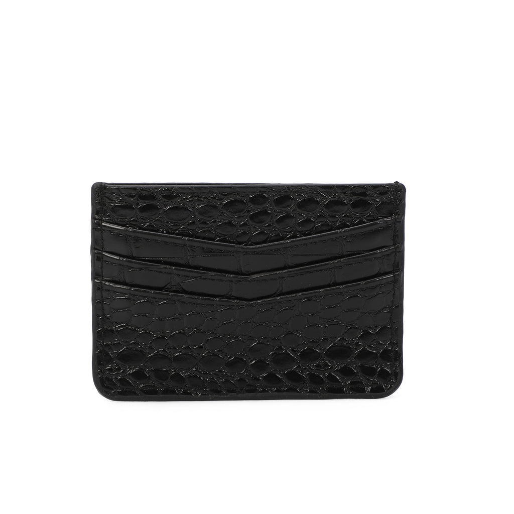 Unisex Leather Card Holder Crocodile Print Travel Outdoor Stylish Small Pouch image 0