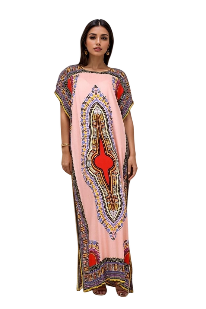 Ladies Kaftan Long Maxi Dress Summer Beach Holiday Printed Dress One Siz image 7