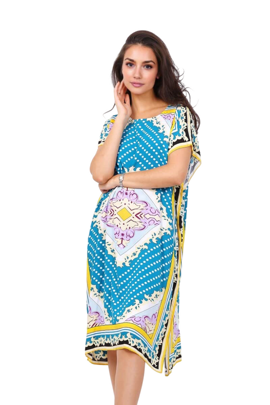 Ladies Cotton Dress Mid Length Dot Printed Party Stylish Dress image 1