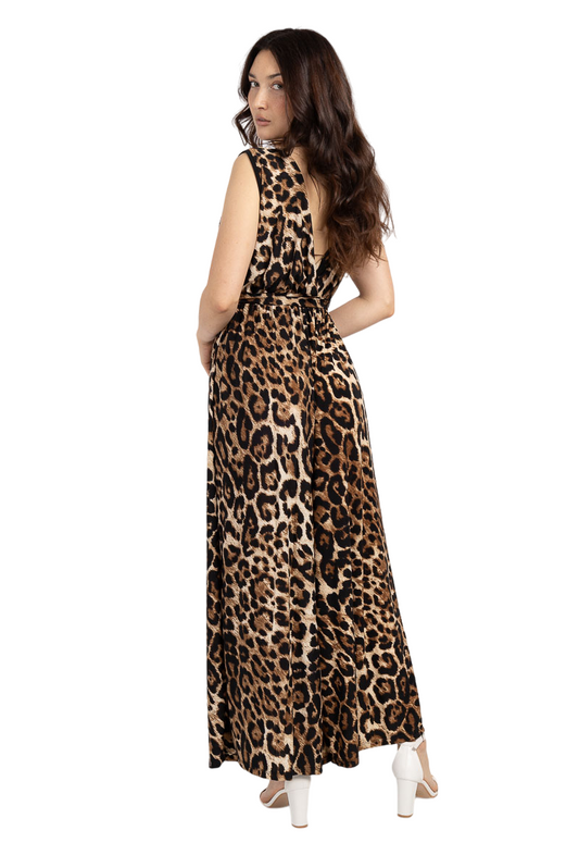 Women's Bodysuit Leopard Print Sleeveless Catsuit Leopard Cemi Pants Jumpsuit image 1