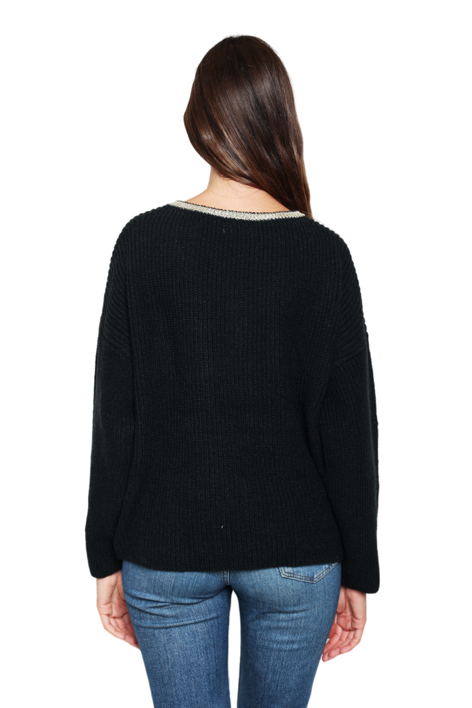 Women's Jumper Stylish Oversized Gold V-neck Wool Sweater Plain Pullover Sweater image 1