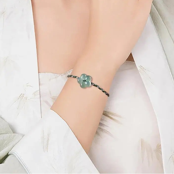 Burmese Jadeite Flower Bracelet Natural Jade Charm Fashion Accessories Vintage Gifts for Women Talismans Luxury Bangle