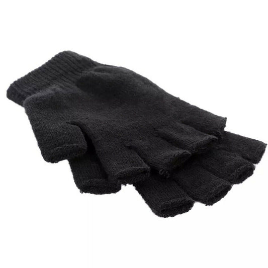 Unisex Half Finger Black Thermal Fleeced Warm Winter Magic Driving Typing Gloves image 1