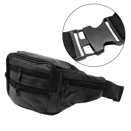 Mens Vintage Leather Bum Bag Waist Pack Pouch Outdoor Hiking Motorcycle Work Bag image 1
