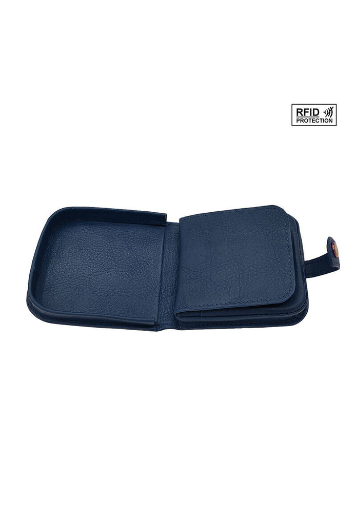 Unisex Cuvette Leather Wallet RFID Protection Stylish Button Coin Pouch image 10