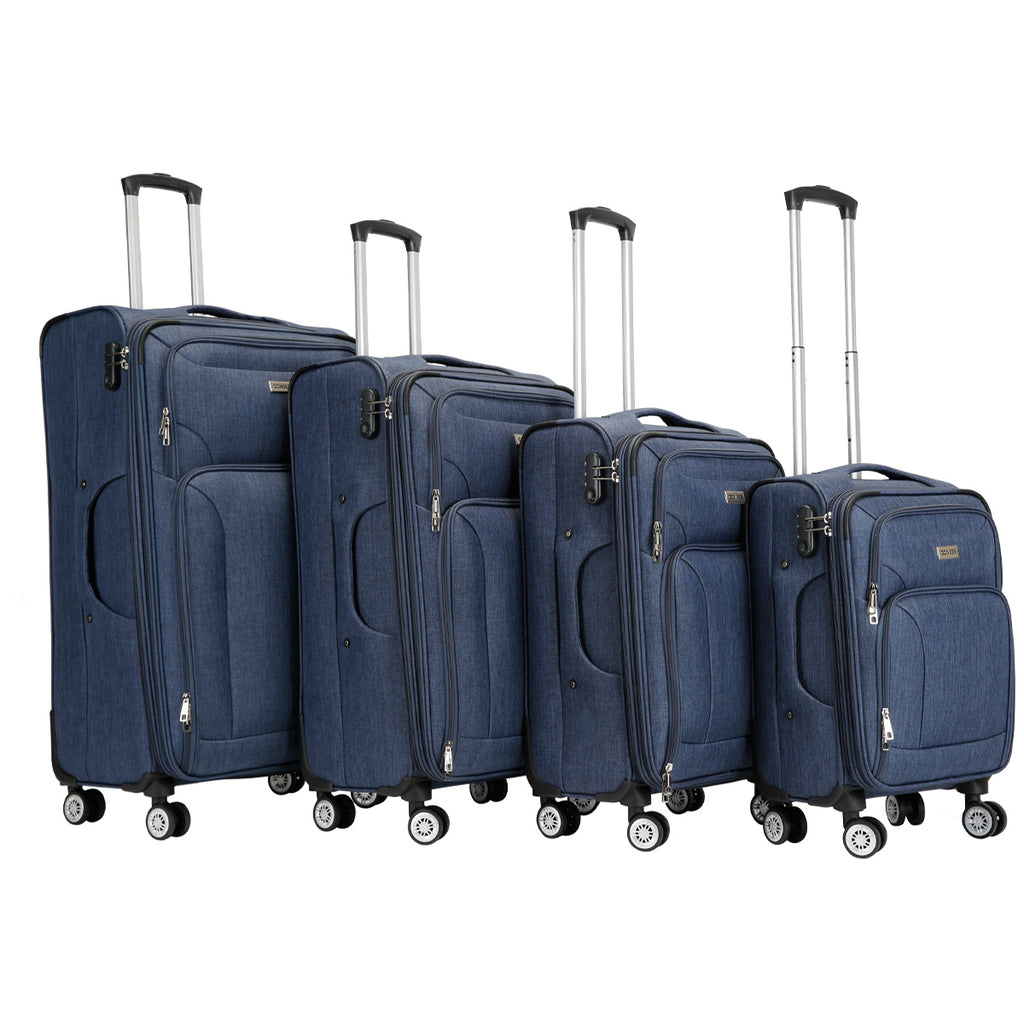 Set Of 4 Luggage Nylon Lightweight 4 Wheel Spinner Trolley Travel Bags image 5