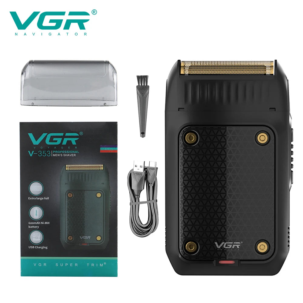 VGR 353 Beard Shaver Professional Hair Trimmer Electric Face Shaving Machine Men's USB Charging Safety Face Shaver for Men