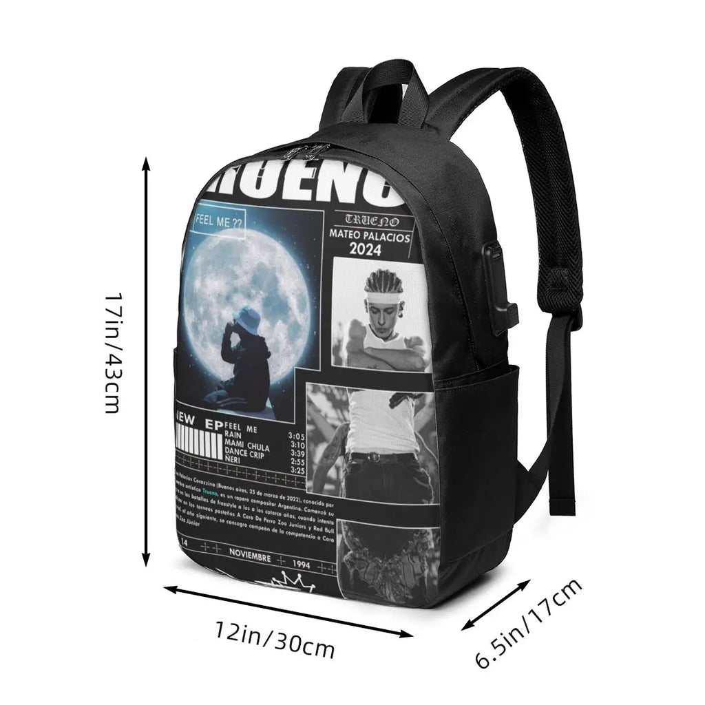 Funny Trueno Hip Hop Rapper Backpack Travel Notebook Bag Computer College Student School Bag Laptop Shoulder Bags for Men Women