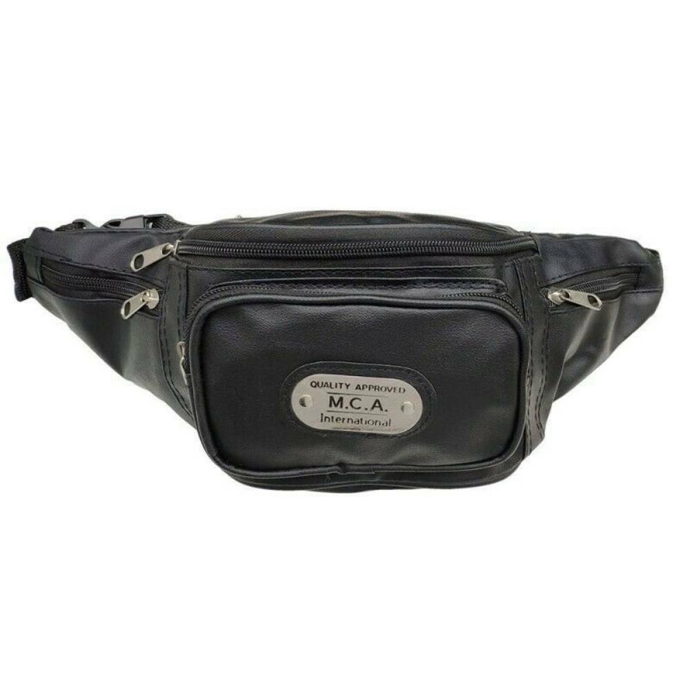 Men's Leather Bum Bag Money Waist Belt Fanny Pack Holiday Work Festival Zip Bag image 0