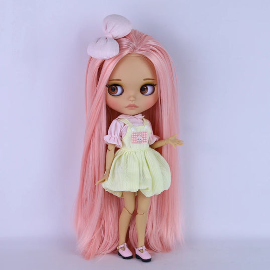 ICY DBS Blyth Doll BJD Joint Body Brown Skin Matte Face Cute Bow Doll 1/6 30cm Girl Gift Anime SD