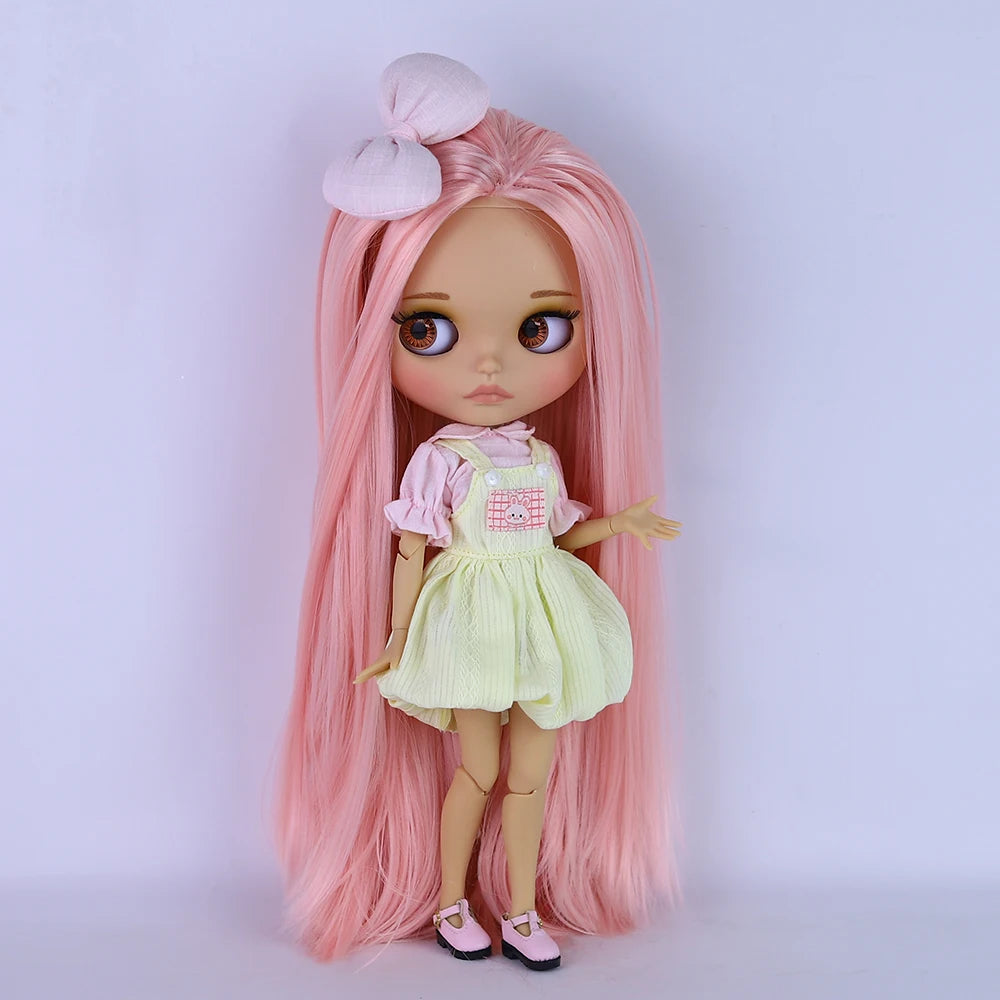 ICY DBS Blyth Doll BJD Joint Body Brown Skin Matte Face Cute Bow Doll 1/6 30cm Girl Gift Anime SD