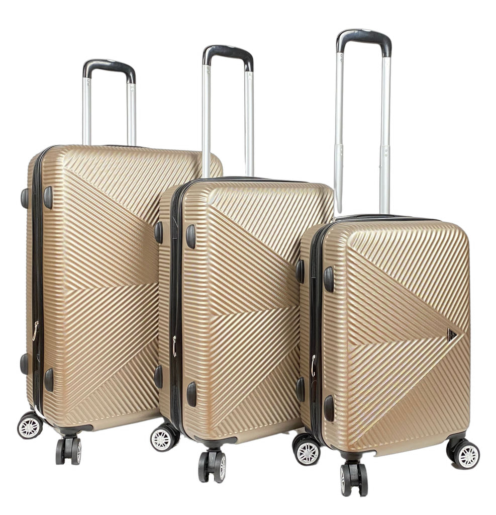 4 Wheel Hard Shell Luggage Travel Trolley Set Of 3 ABS Holiday Suitcase Bags image 0