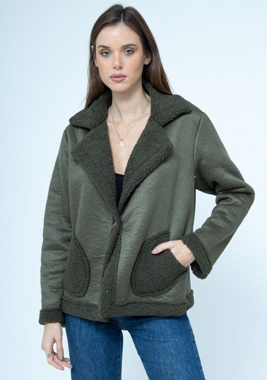 Women's Winter Coat With Pocket Fur Style Warm Sheepskin Effect Collar Jacket image 0