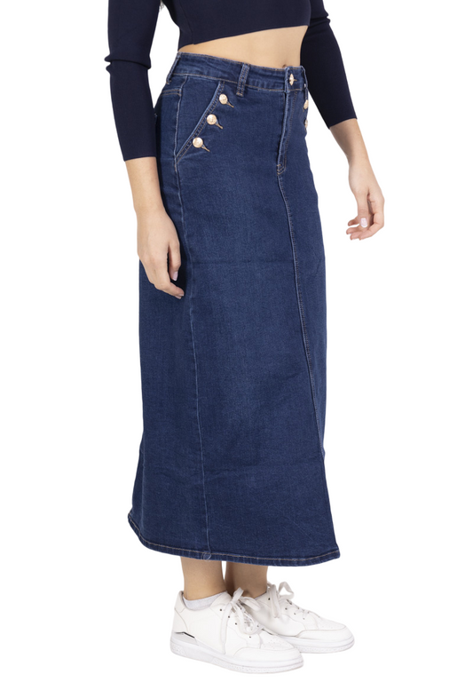 Women's Long Skirt Maxi Embroidered Lace Casual Ladies Stylish Jeans Skirt image 1