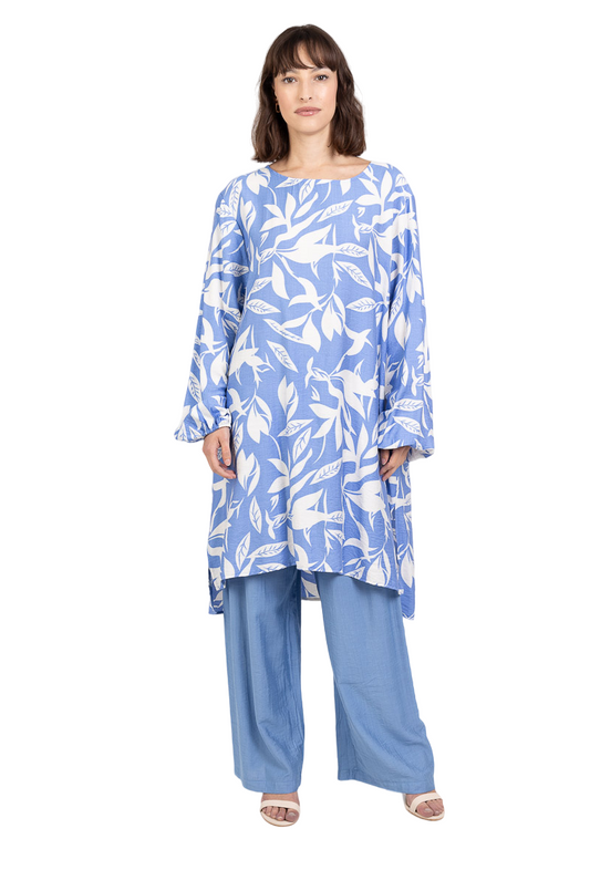 Womens Shirt Trouser Set Loungewear Work Travel Wear Printed Long Top Pants Set image 0