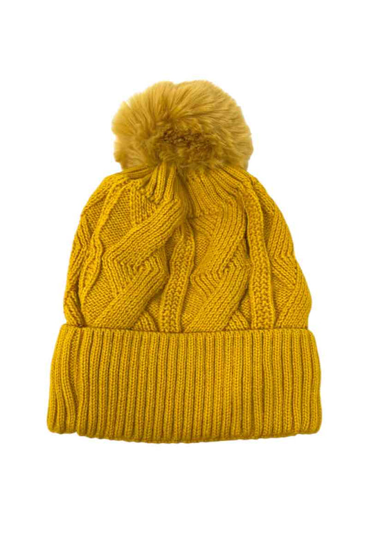 Women's Faux fur Pompon Cap Faux Fur Lining Extra Warm Soft Cap Winter Beanies image 0