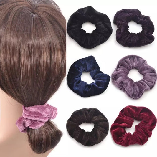 Womens Velvet Hair Elastic Band Ponytail Rubber Band Scrunchies Black Hair Band image 0