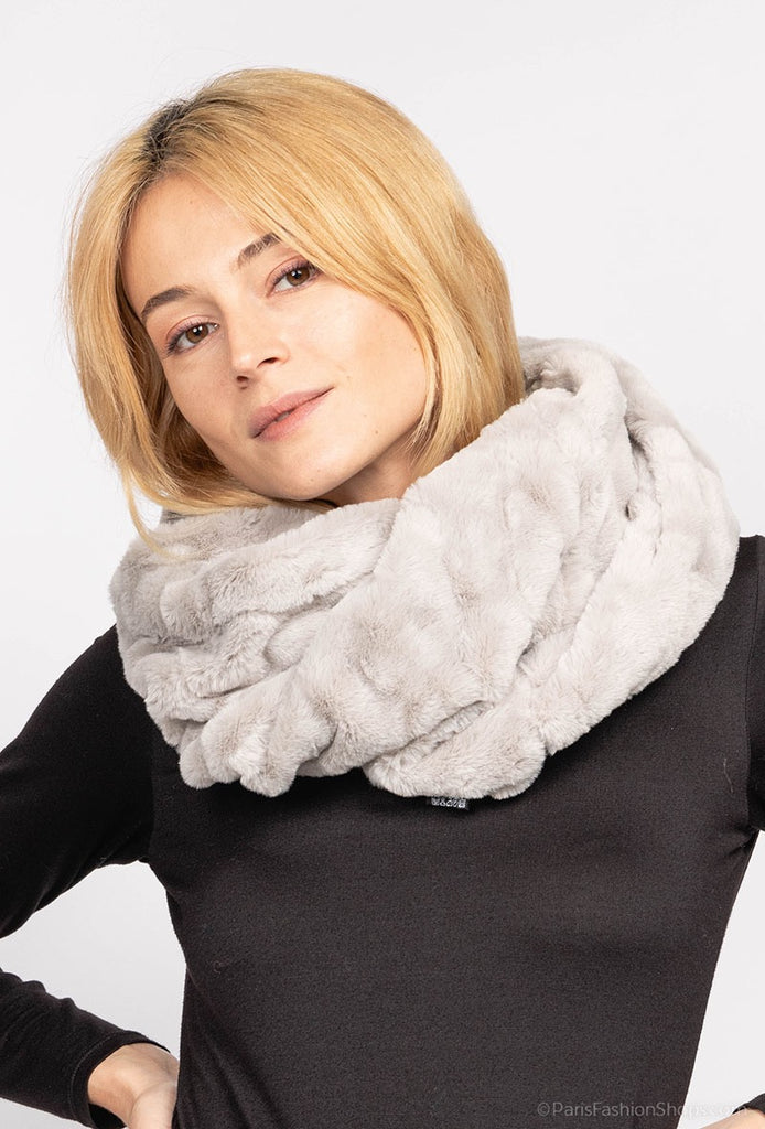 Women's Fur Scarf Soft Winter Snood Wrap Shawl Lightweight Neck Warmer Scarf image 0