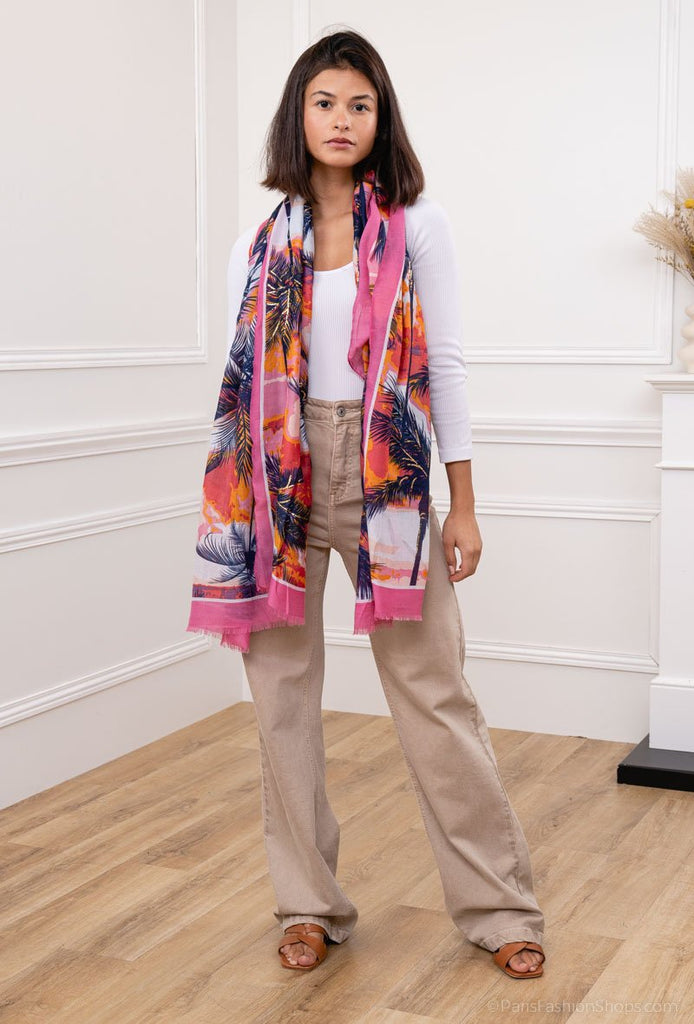 Women's Soft Scarf Wrap Long Neck Beach Print Scarves Comfortable Stylish Shawl image 1