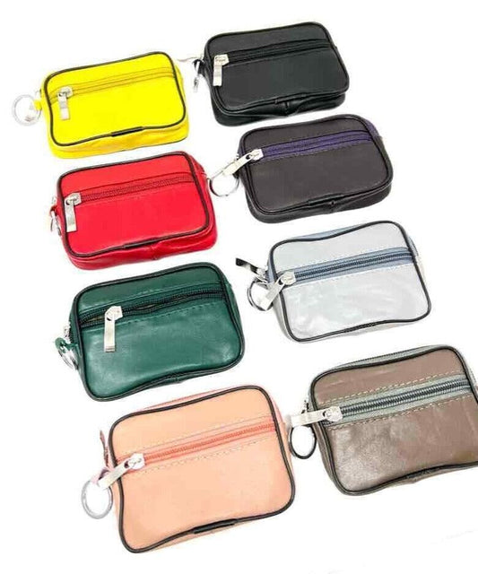 Unisex Real Soft Leather Pouch Coin Keys Money Pouch Small Purse Zips Wallet image 0