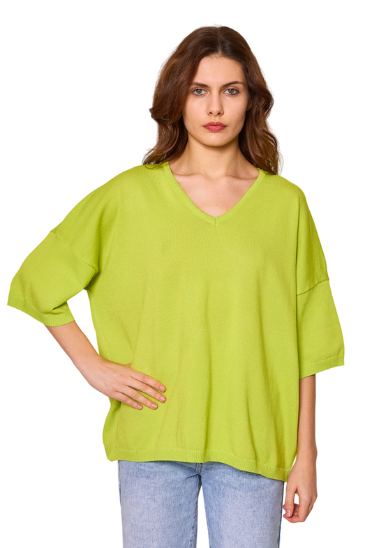 Women’s Oversized Short Sleeve Sweater Ladies Summer Top Lightweight Jumper image 0