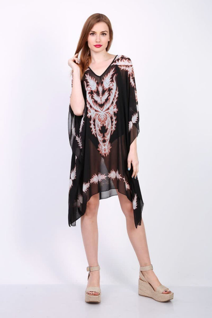 Printed poncho with rhinestones image 1